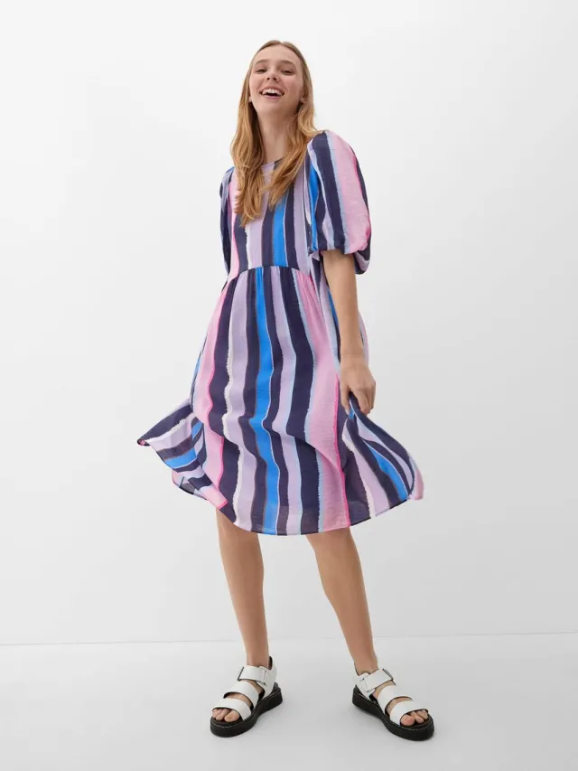 QS female - Jurk van een viscosemix diepblauw