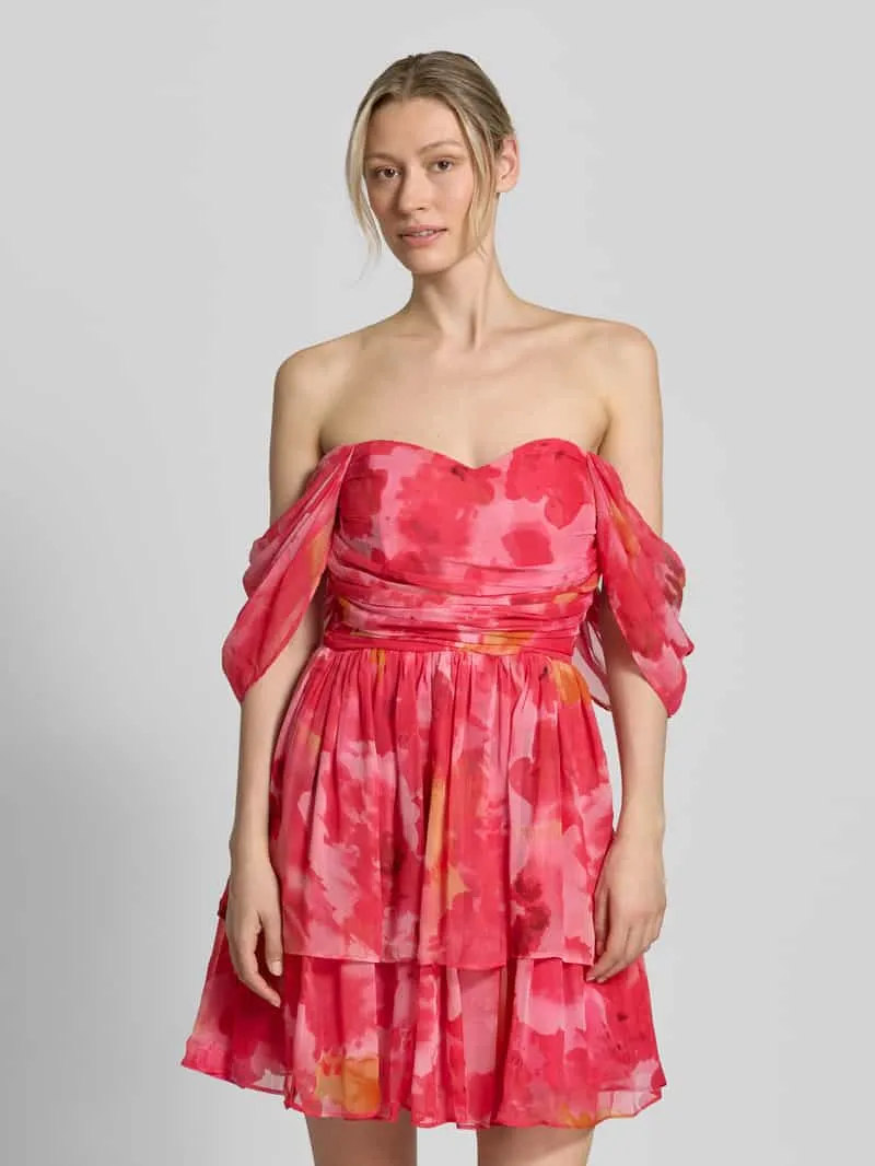 Lace & Beads Cocktailjurk in off-shoulder-design Felroze