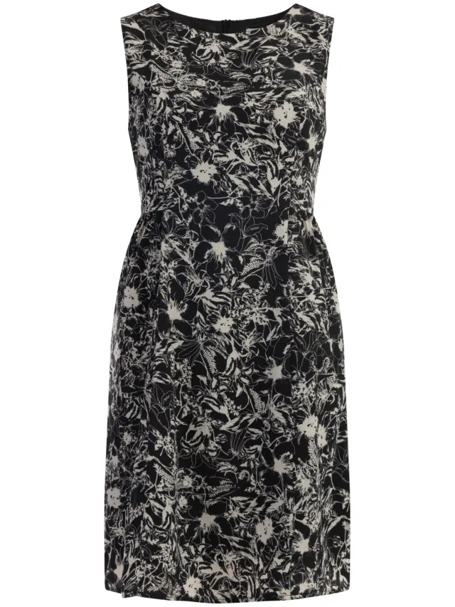 Usha retro print midi jurk zwart, foto 2