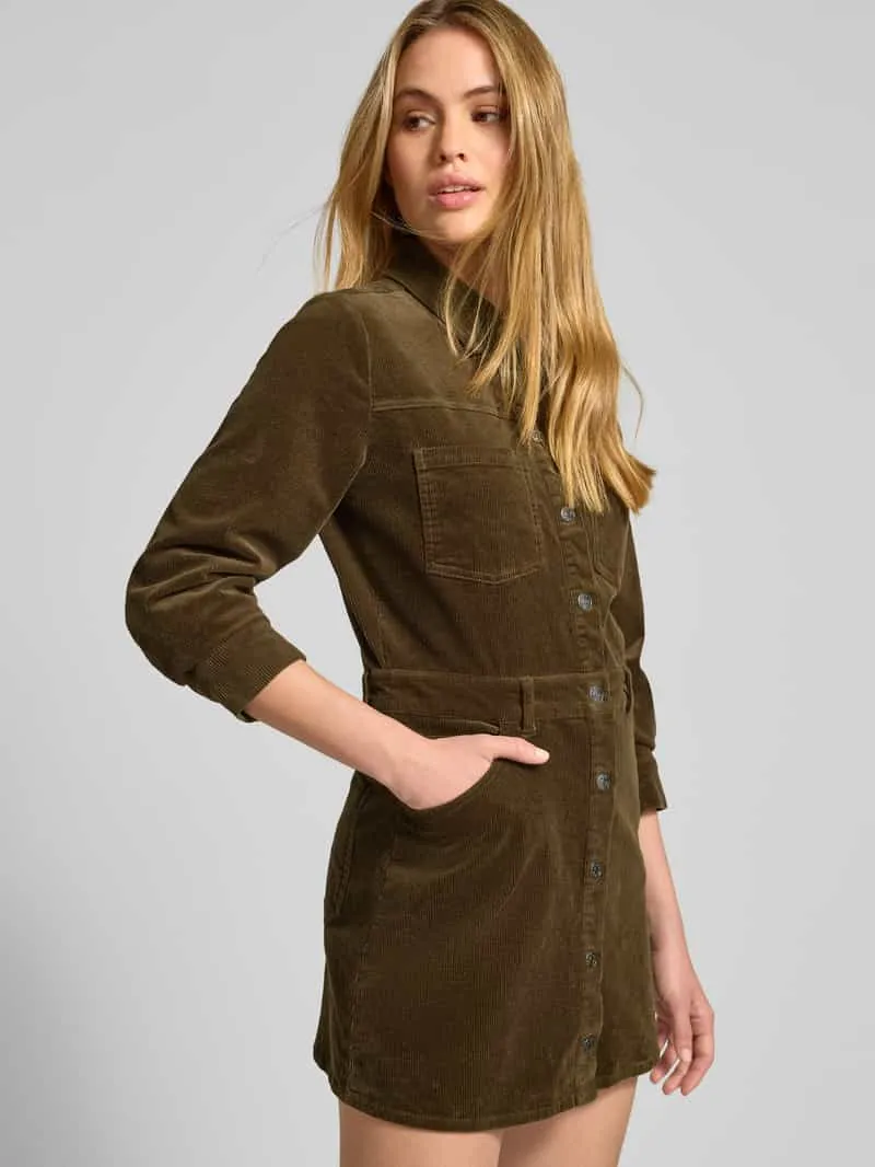 Jake*s Casual Mini-jurk in ribcordlook met borstzakken olijfgroen, foto 4