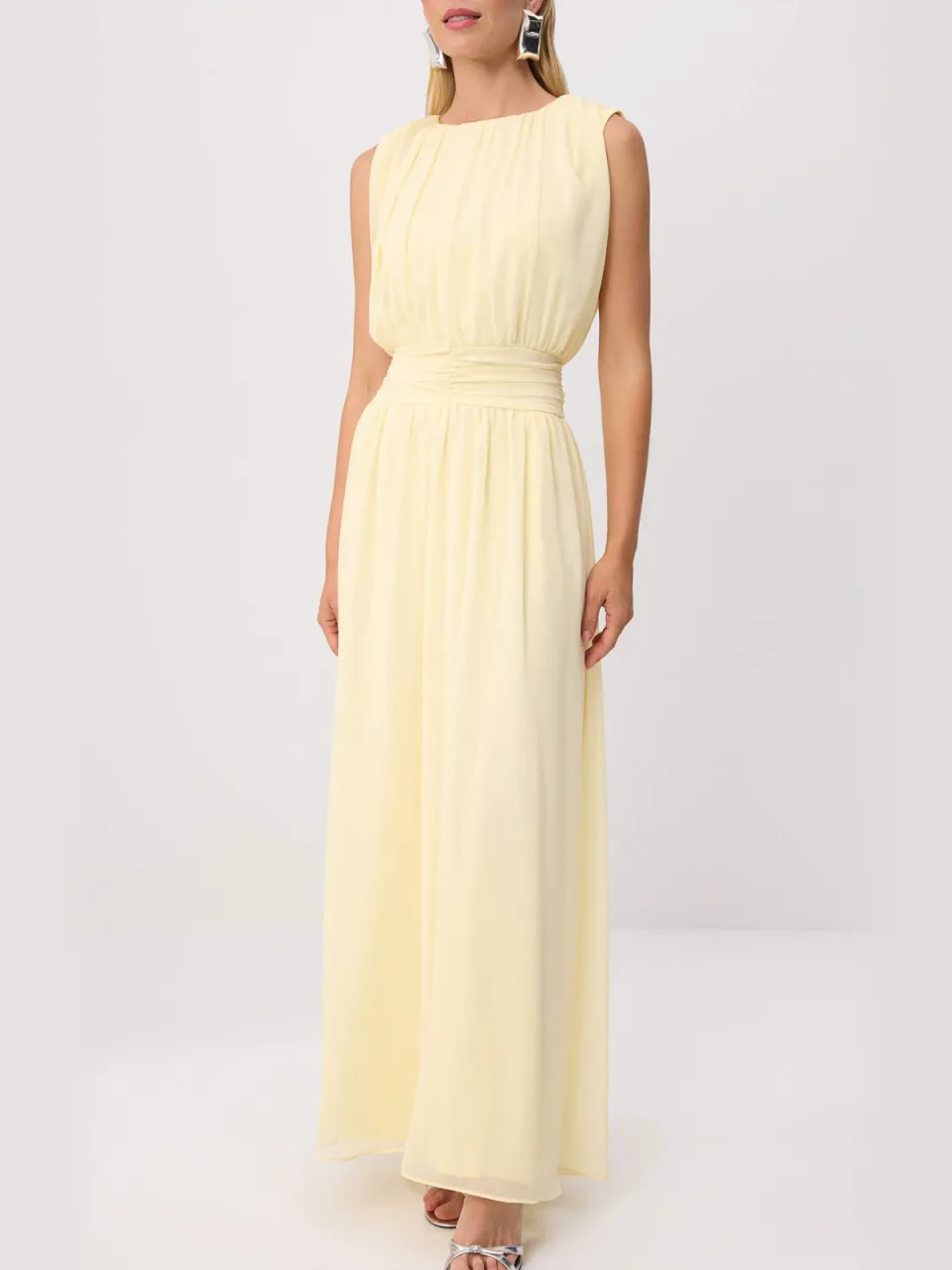 Trendyol TRENDYOLMİLLA Dames Geel Effen Maxi Mouwloos A-lijn Avond & Gala Jurk, foto 2