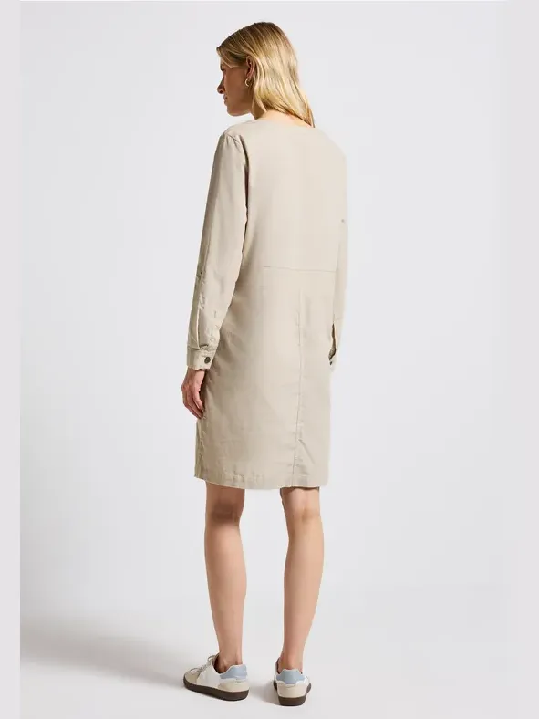 Street One Corduroy jurk met gespleten hals beige, foto 3