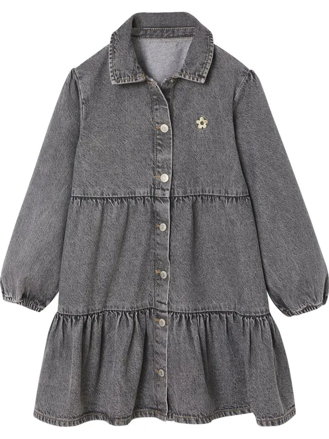 vertbaudet Jurk van lichtgewicht denim voor meisjes denimgrijs