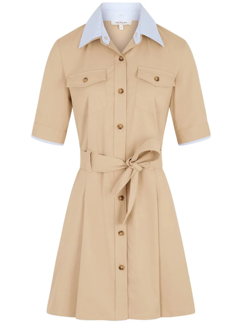 Morgan blousejurk met ceintuur - beige, foto 2