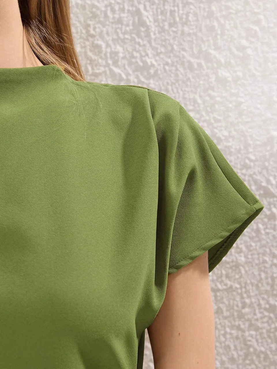 Trendyol TRENDYOLMİLLA Dames Groen Effen Midi Kort Avond / Dagelijks A-lijn Jurken, foto 2