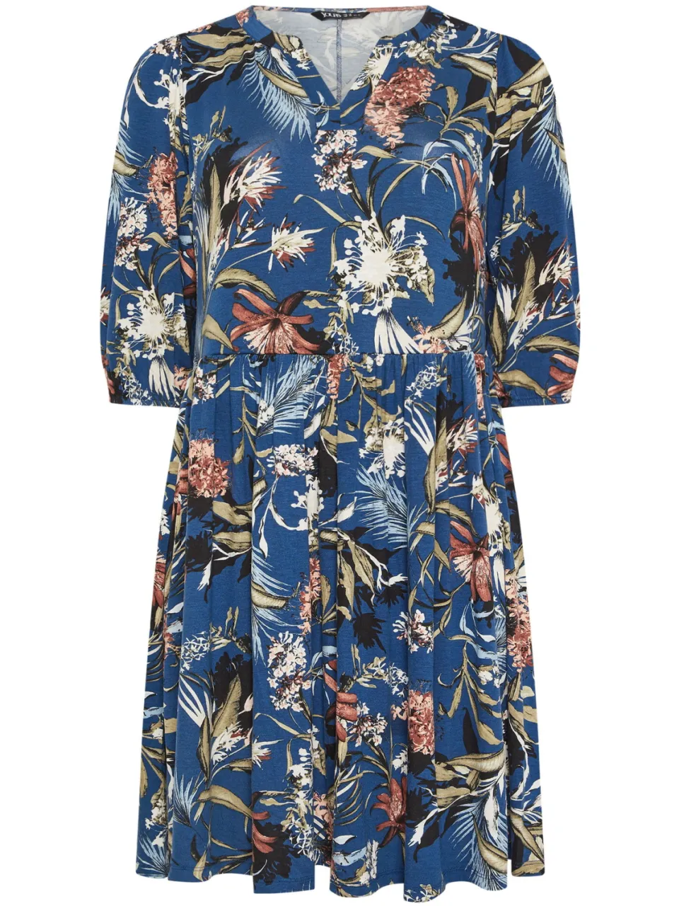 Yours Blauwe Wikkeljurk Met Bloemenprint, foto 3