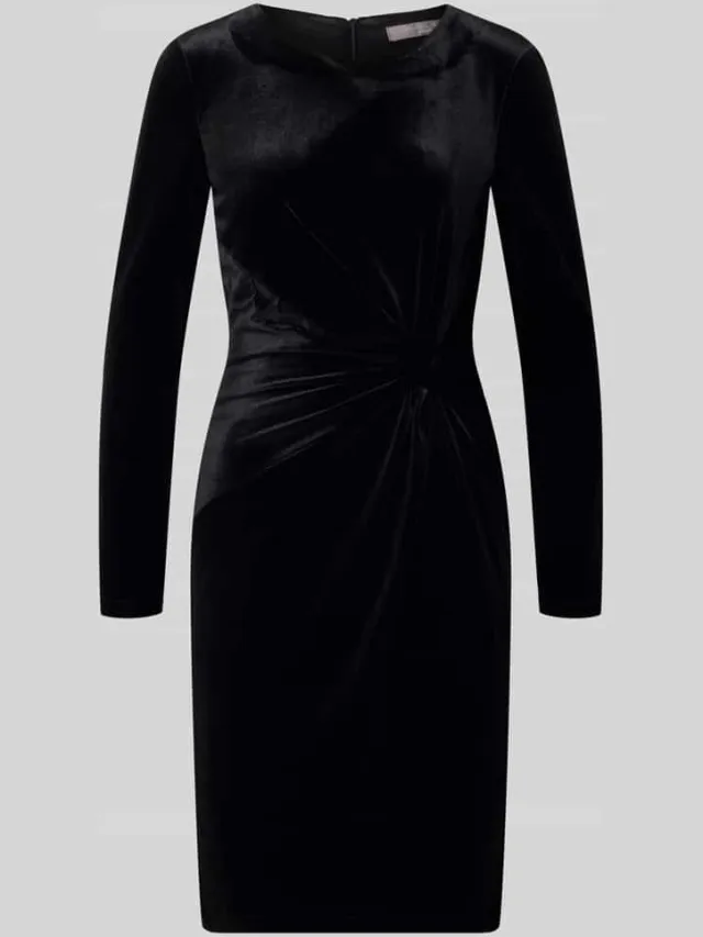 Christian Berg Woman Selection Knie-lange jurk van fluweel met knoopdetail zwart, foto 2