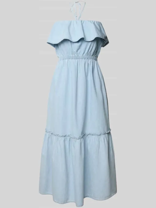drykorn Jeansjurk met halternek model 'LUMIRA' lichtblauw, foto 2