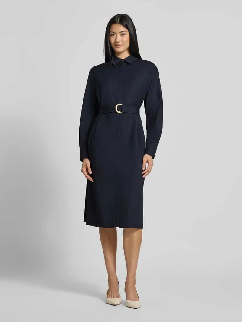 Max Mara Getailleerde vrijetijdsjurk van pure scheerwol model 'PAGELLA' Marineblauw