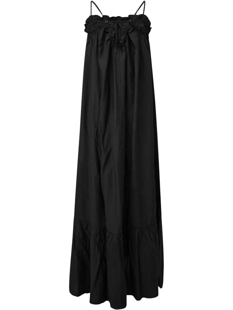 QS viscose maxi jurk met ruches - zwart, foto 2