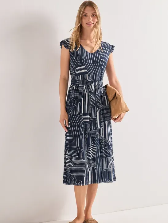 Street One Midi-jurk van mesh met print Blauw