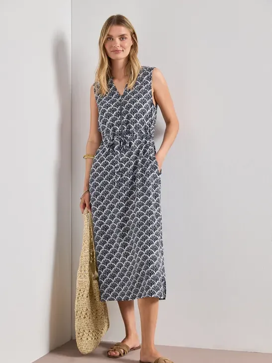 Street One Midi-jurk met gespleten hals en ritssluiting Blauw