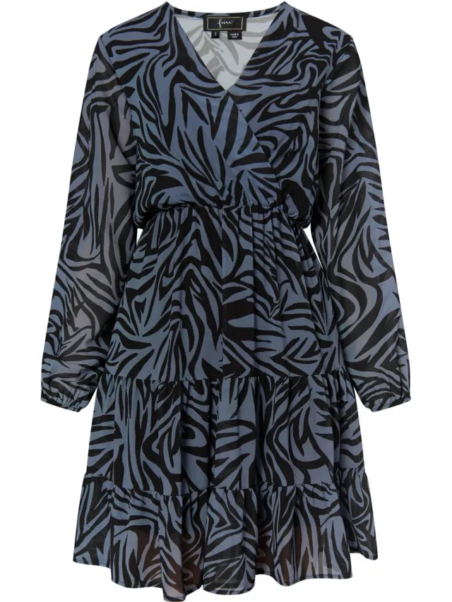 Faina Jurkje met zebraprint grijs/zwart