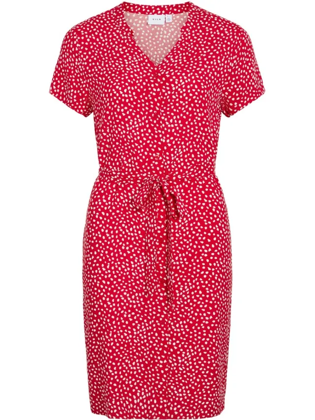 Vila VIIDA PAYA S/S SHIRT DRESS/2/KA - Dames - Mini jurken Mars Red