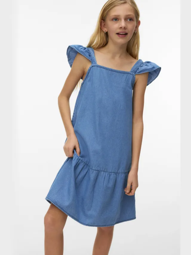 Vero Moda a-lijn jurk light blue denim, foto 3