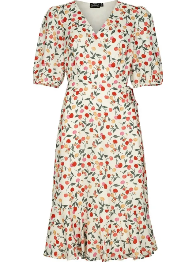 Voodoo Vixen Colorful Cherries Wrap Dress Dames Midi-jurk - meerkleurig multicolor