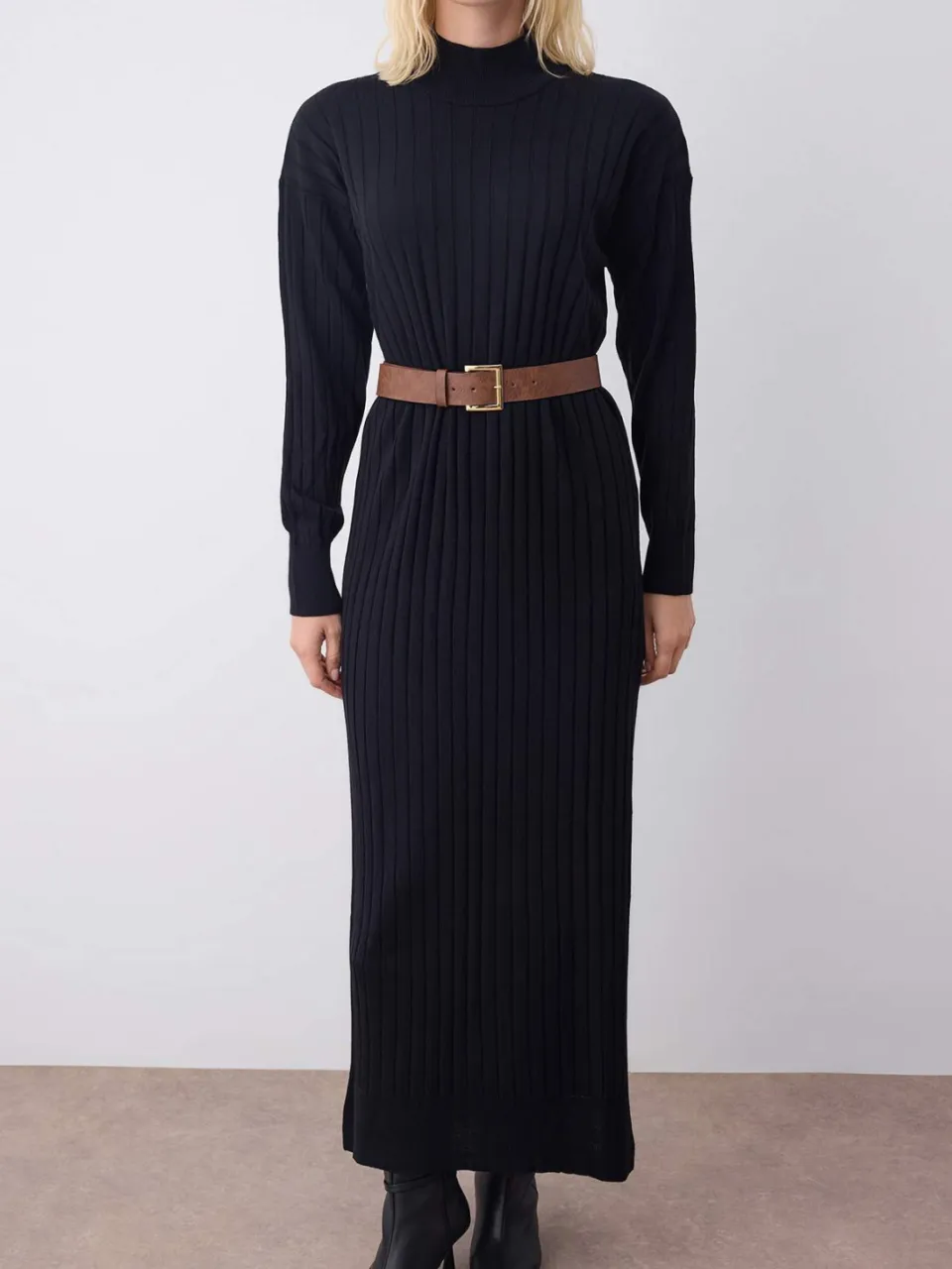 Trendyol TRENDYOLMİLLA Dames Zwart Effen Maxi Lang Casual Recht Jurken, foto 2