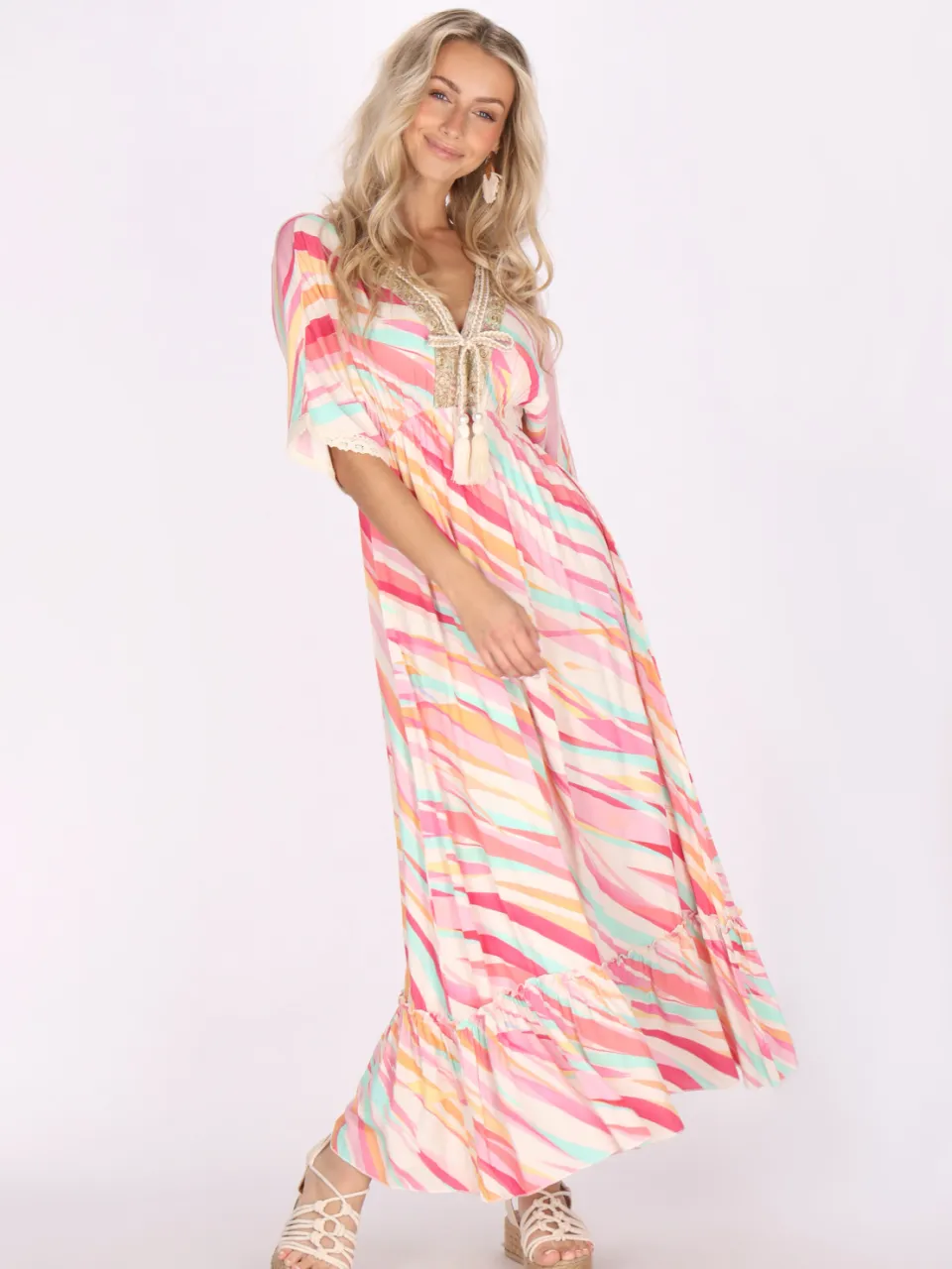 IZIA Jurk Dames Roze Veelkleurig