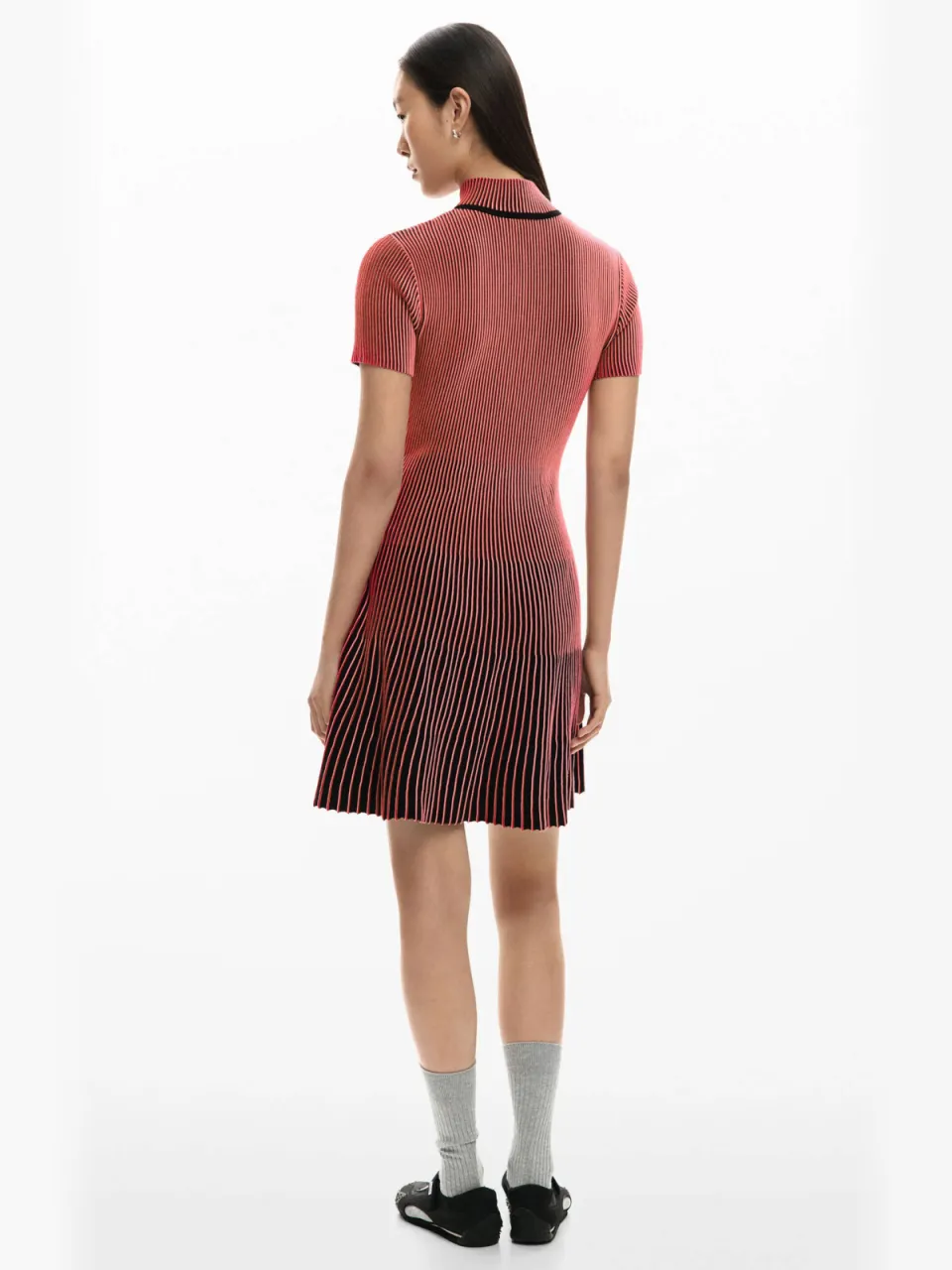 Desigual jurk met col met krijtstreep rood, foto 3