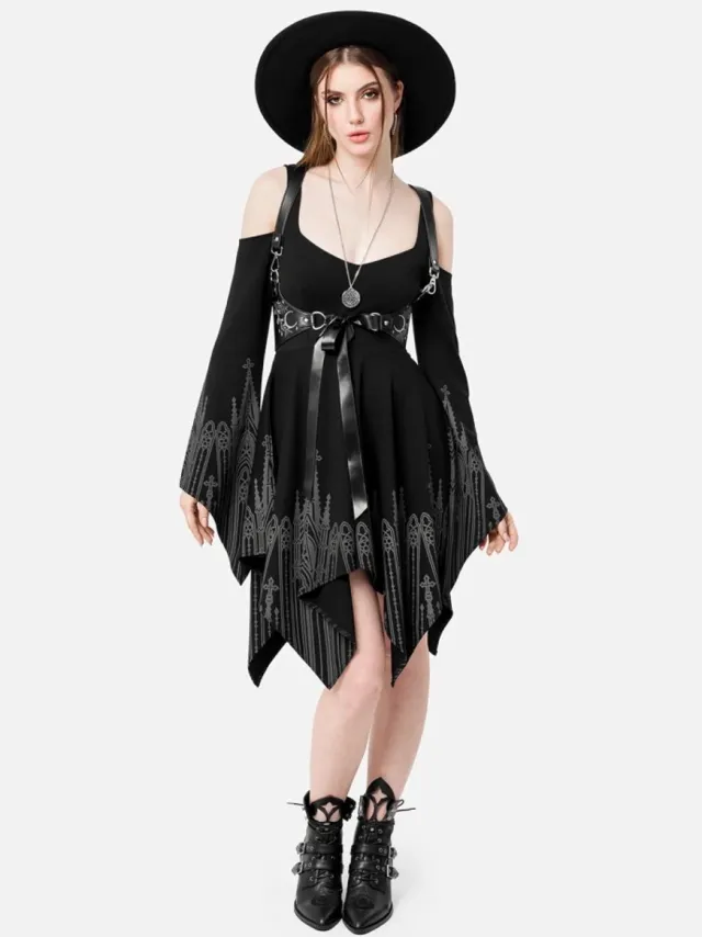 Restyle Infernal Chapel Mini Dress - Zwart