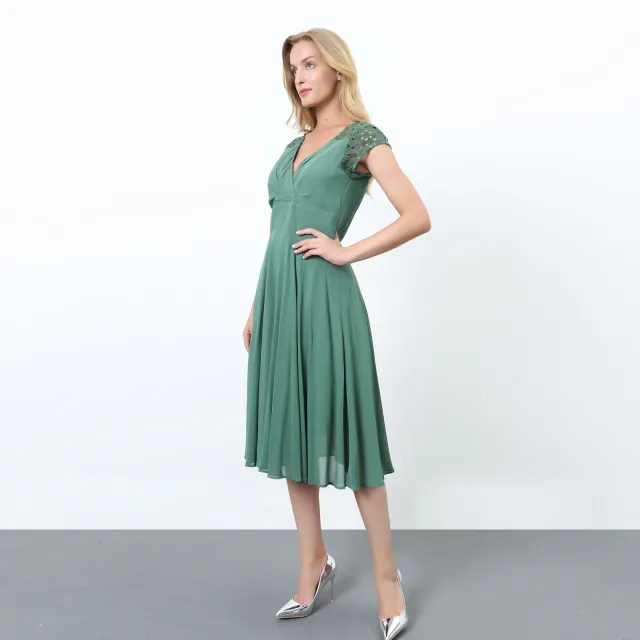 S&J Weekends Skaterjurk met kanten patch op de schouders Groen