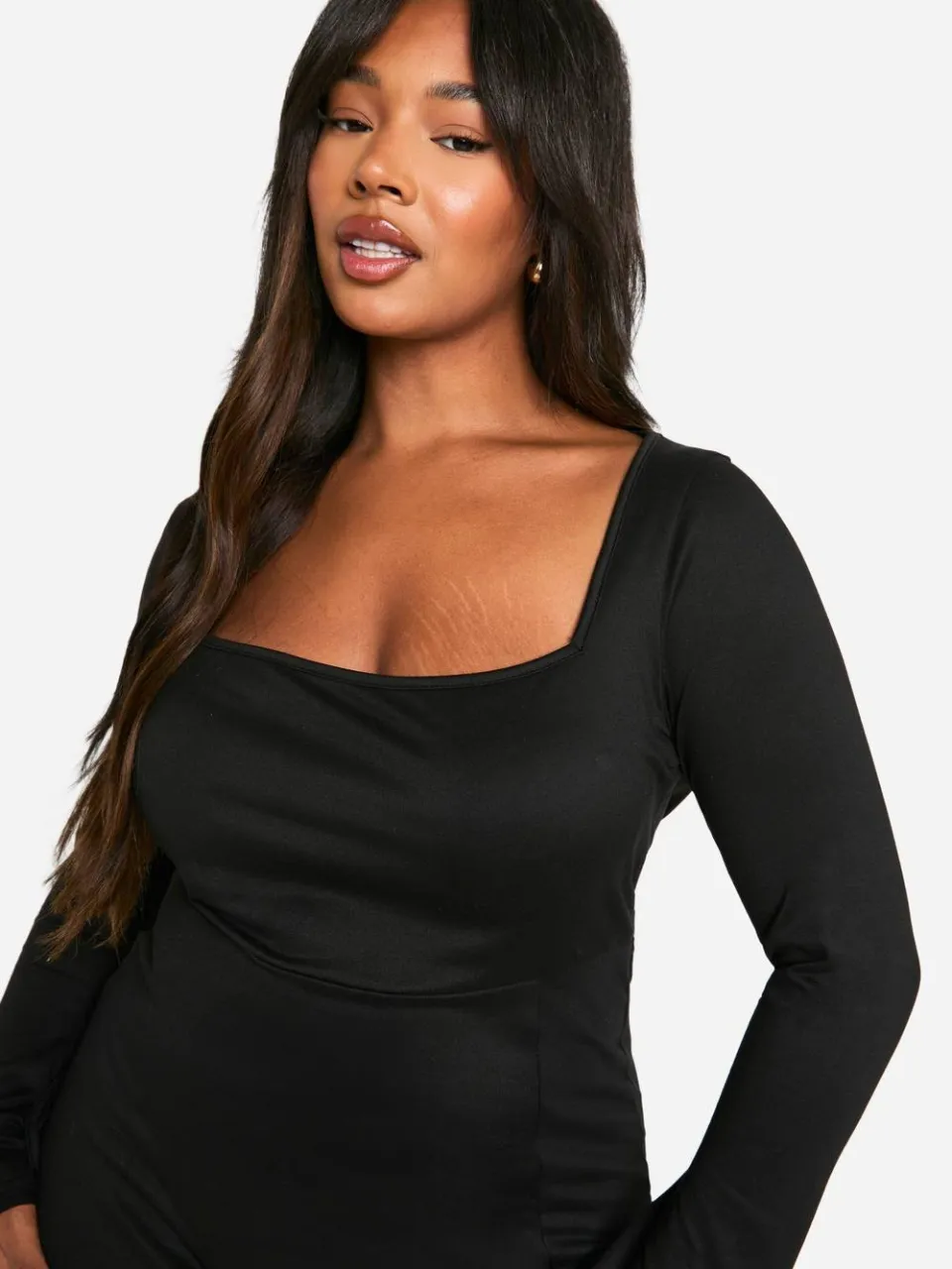 boohoo Dames Plus Square Tie Cuff Mini Shift Jurk zwart, foto 3