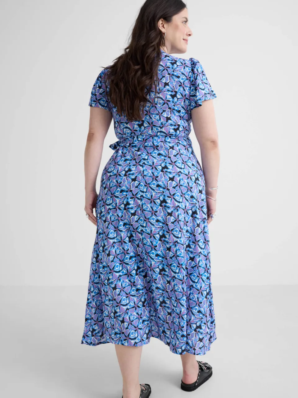 Anytime midi overslagjurk all-overprint blauw, foto 3