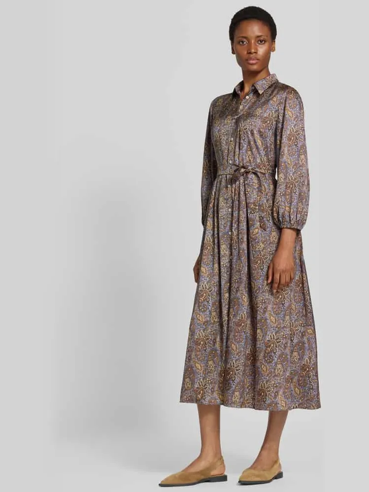 Emme Midi-jurk met tailleband model 'PASSO' middenbruin, foto 3