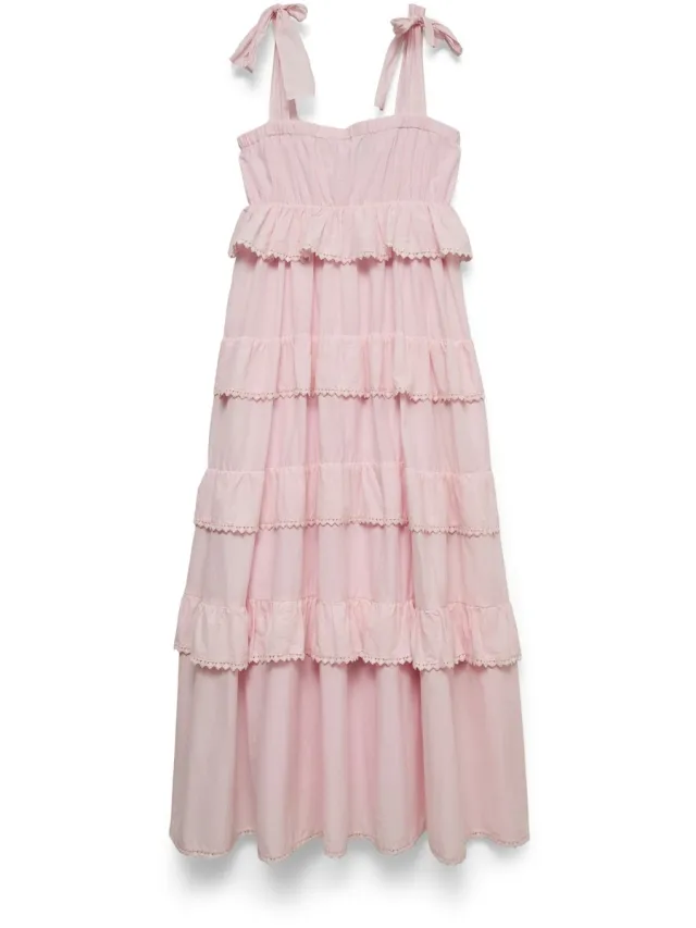 Vero Moda VMDOLORES SL TIE ANKLE DRESS EXP - Dames - Maxi jurken Pink Lady