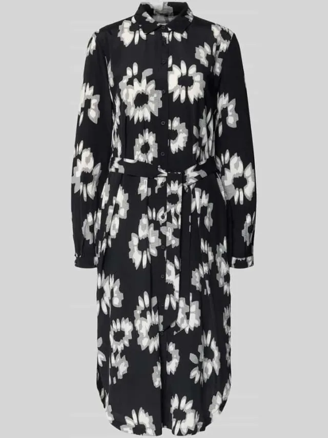 Esprit Midi-jurk met strikceintuur Zwart
