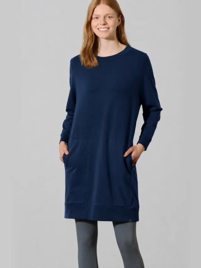 HempAge dames vegan Jurk Sweatshirt Marineblauw
