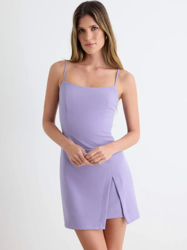 Trendyol TRENDYOLMİLLA Dames Paars Effen Kort / Mini Mouwloos Bodycon Jurken Lila