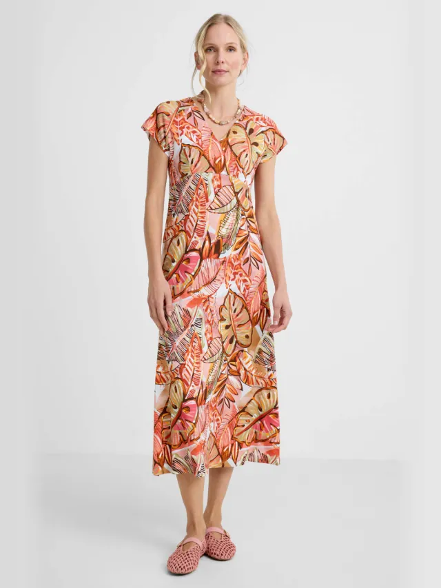 Geisha A-lijn jurk oranje Oranje/groen