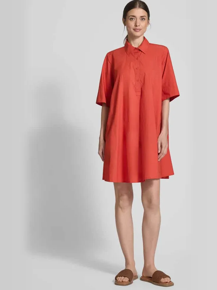 Jake*s Collection Overhemdjurk met knoopsluiting Roestrood