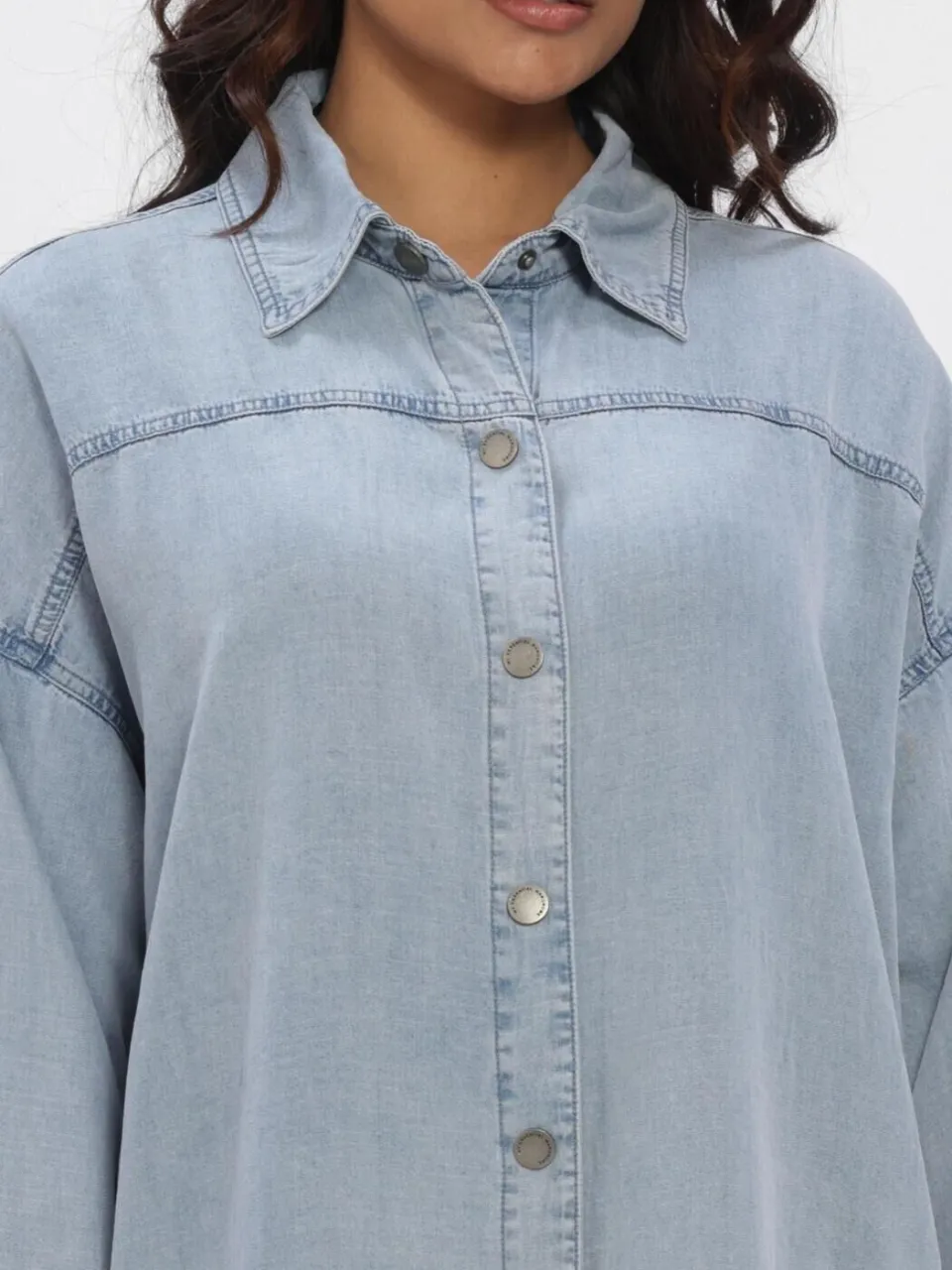 My Essential Wardrobe Dames Jurken Mwnelly Os Shirtdress - Lichtblauw, foto 4