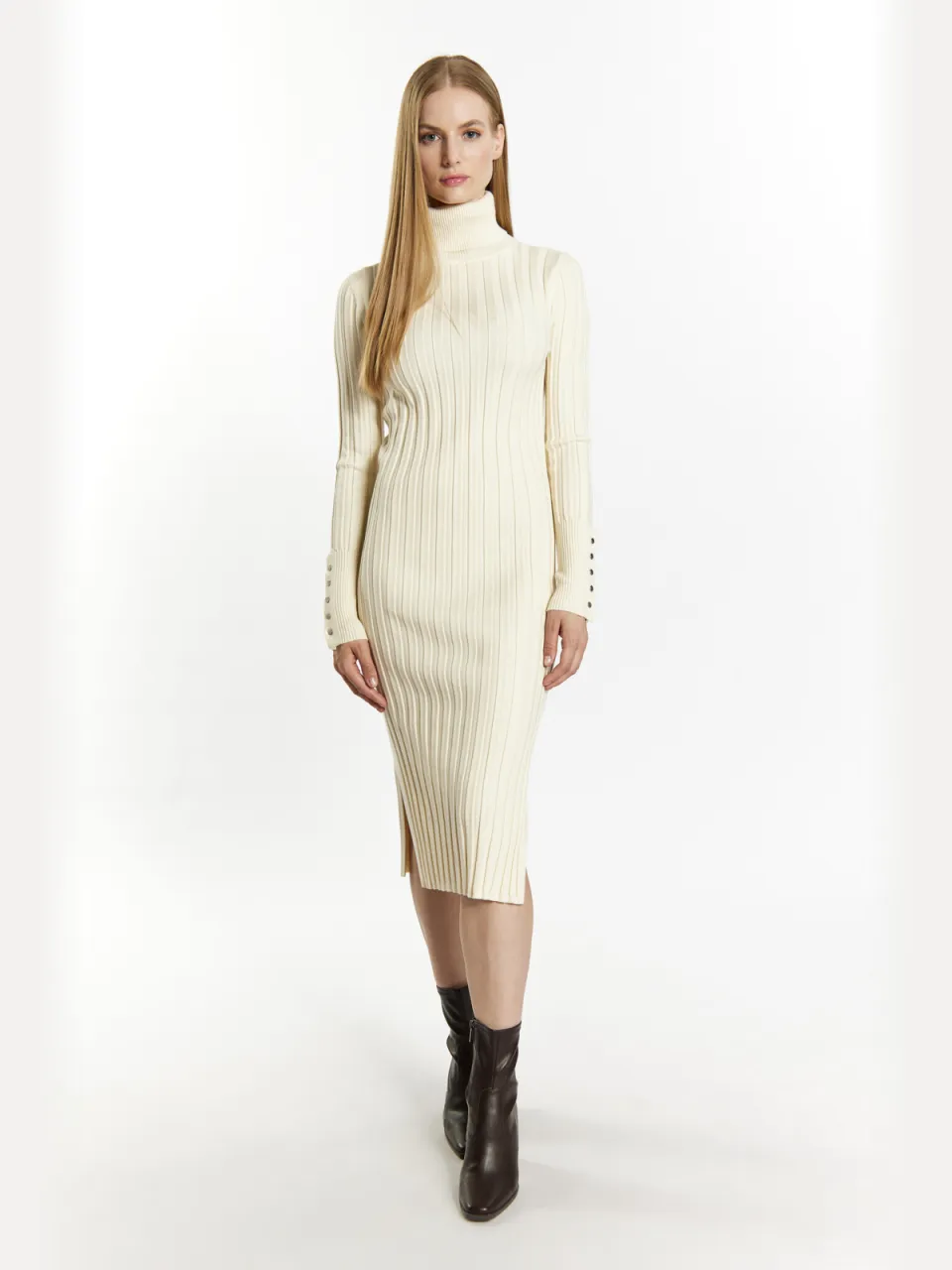 dreimaster Gebreide jurk Dames lichtbeige