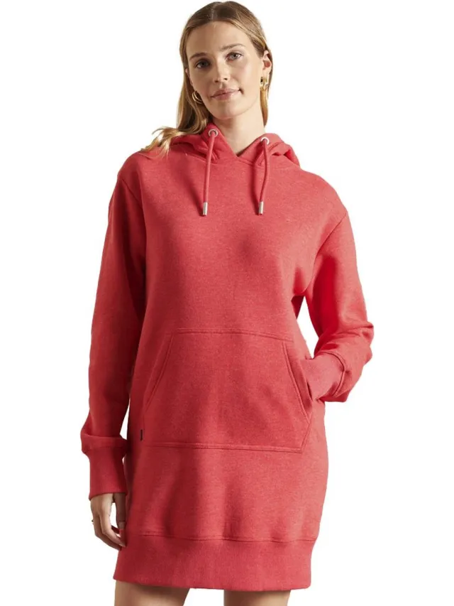Superdry Geborduurde Vintage Logo hoodiejurk - Dames - Jurken papaya marl