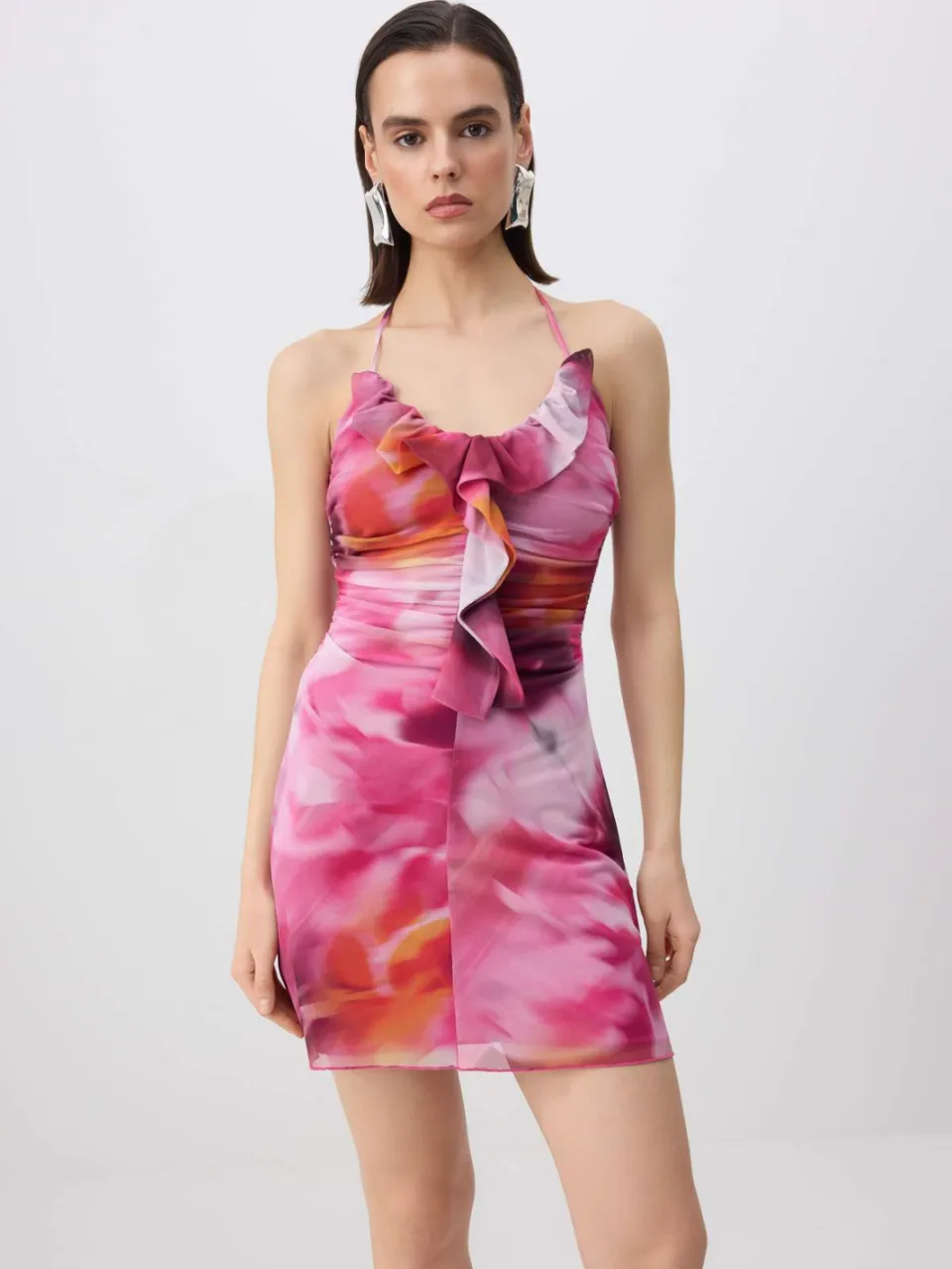 Trendyol TRENDYOLMİLLA Dames Meerkleurig Bloemen Kort / Mini Mouwloos Bodycon Jurken veelkleurig, foto 2
