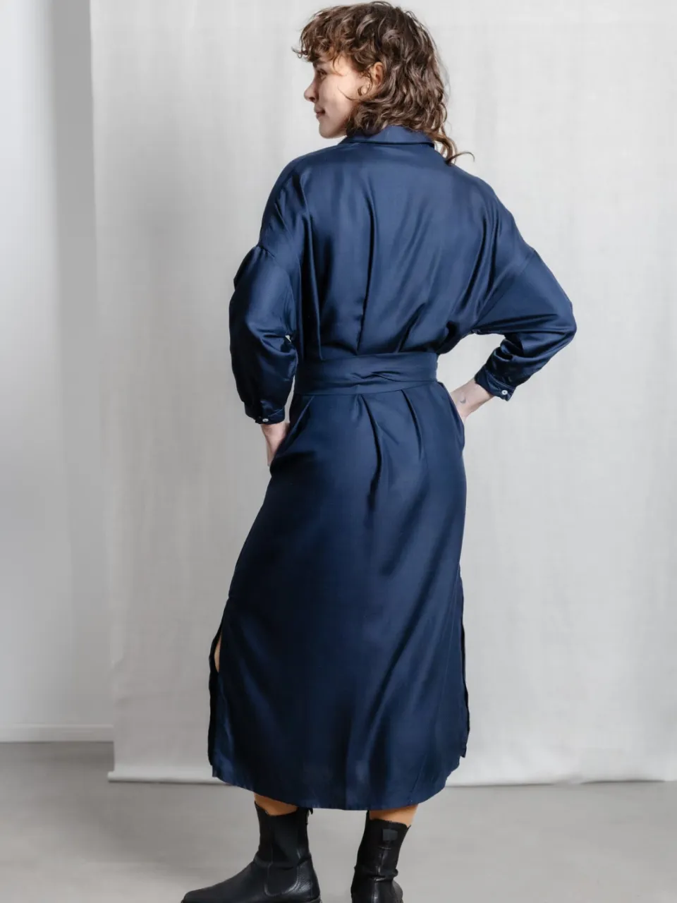 Jyoti - Fair Works dames vegan Blousejurk Ananya Saffierblauw extra donkerblauw, foto 2
