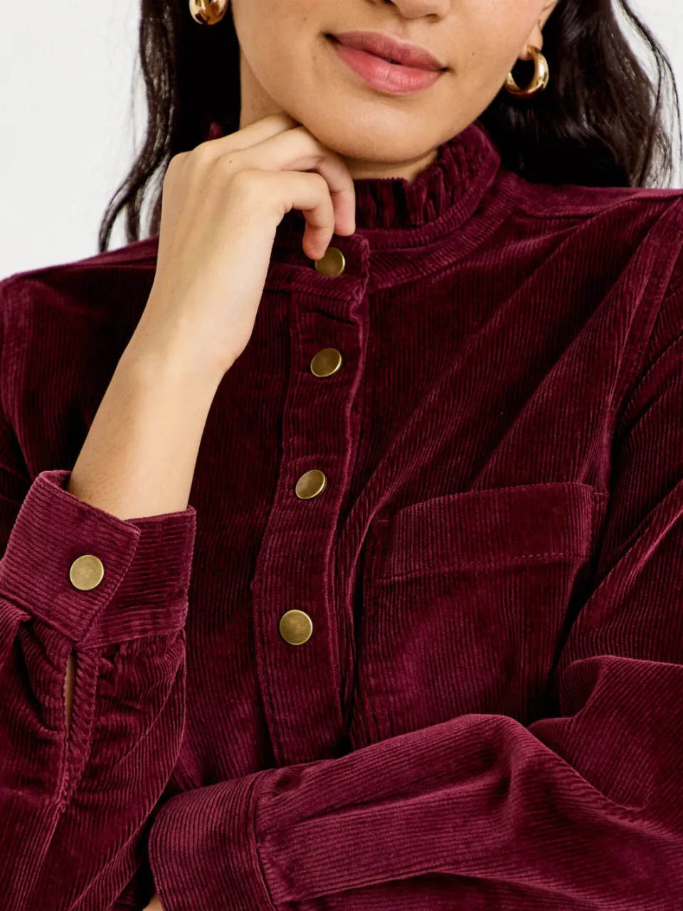 Cache Cache corduroy mini jurk met ruches - donkerrood, foto 5