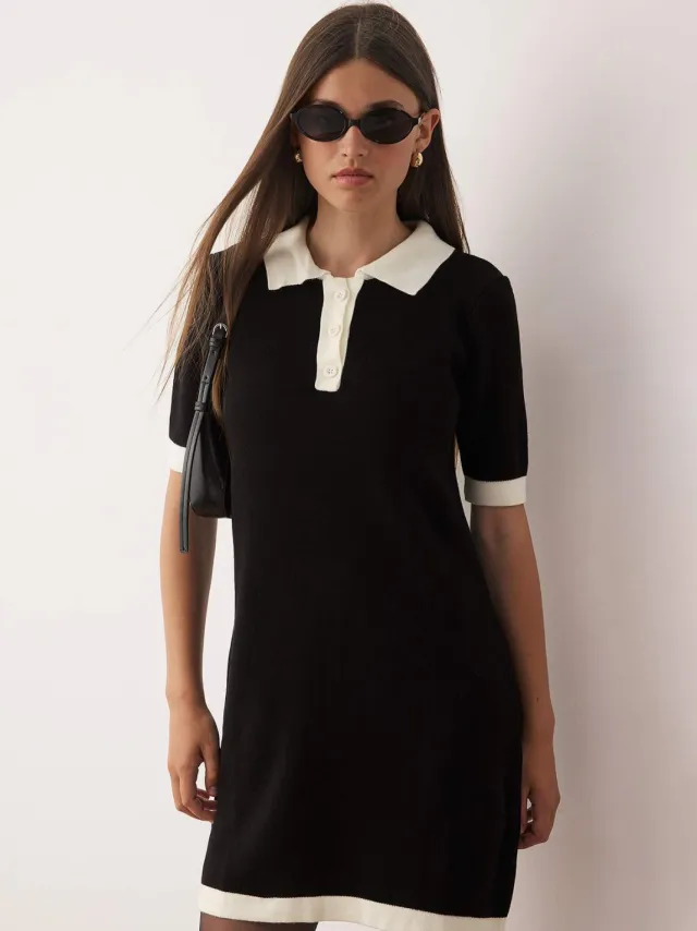 Trendyol TRENDYOLMİLLA Dames Zwart Effen Extra Kort / Super Mini Kort Casual Recht Jurken
