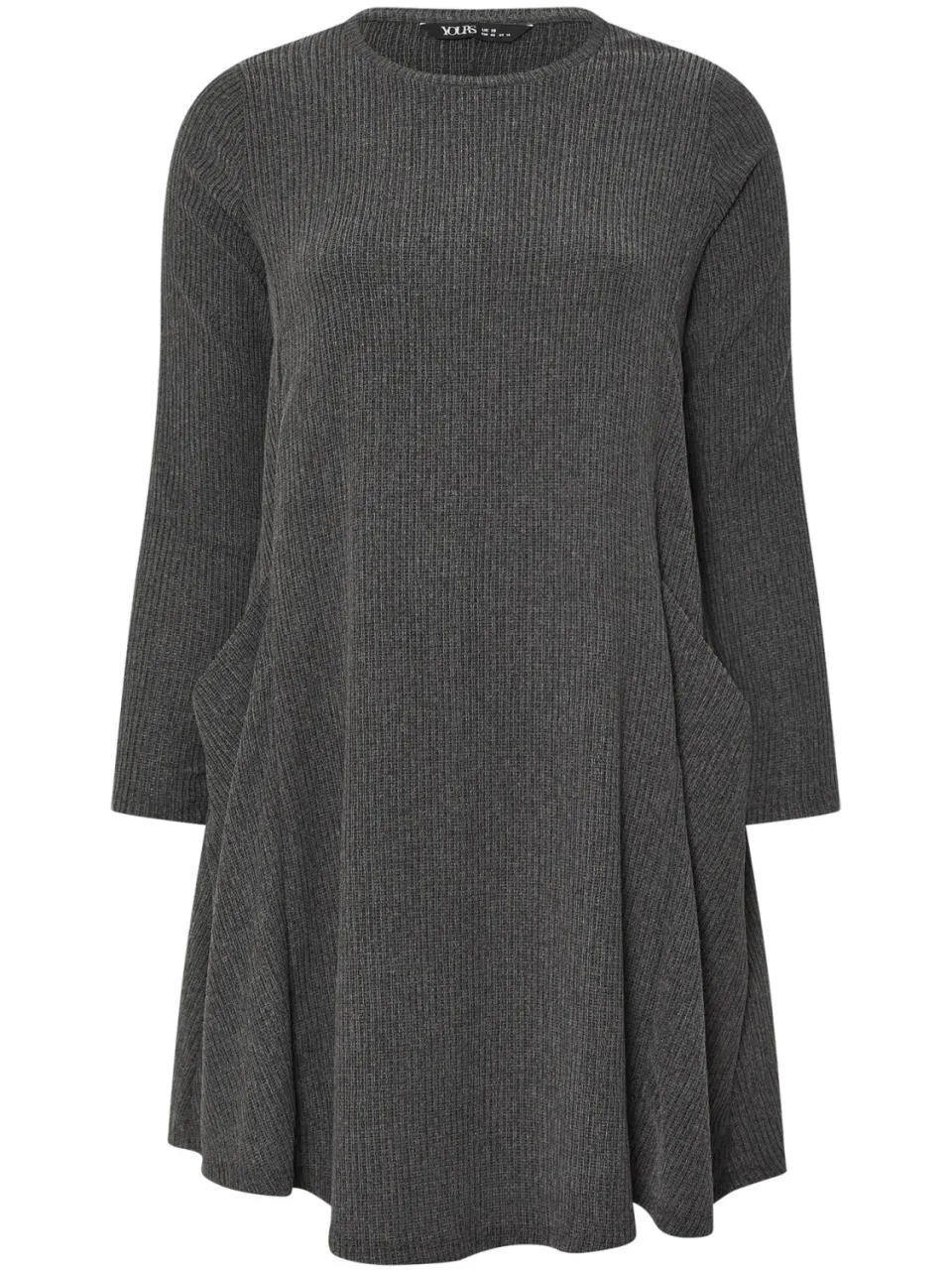 Yours Charcoal Grey Textured Pocket Dress-60, foto 5