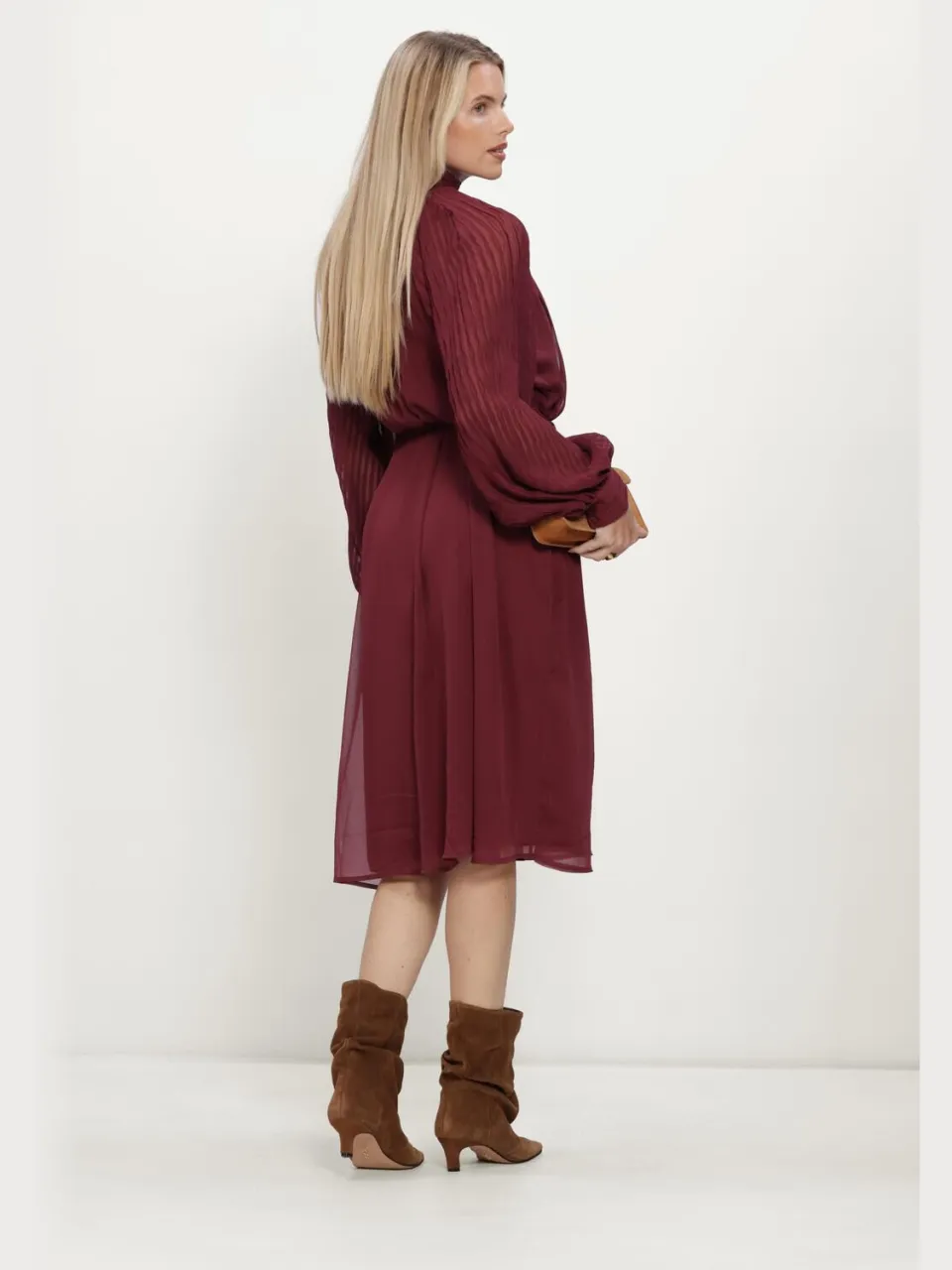 Y.A.S. YAS Dames Jurken Yasolera Ls Midi Dress S. - Bordeaux, foto 3