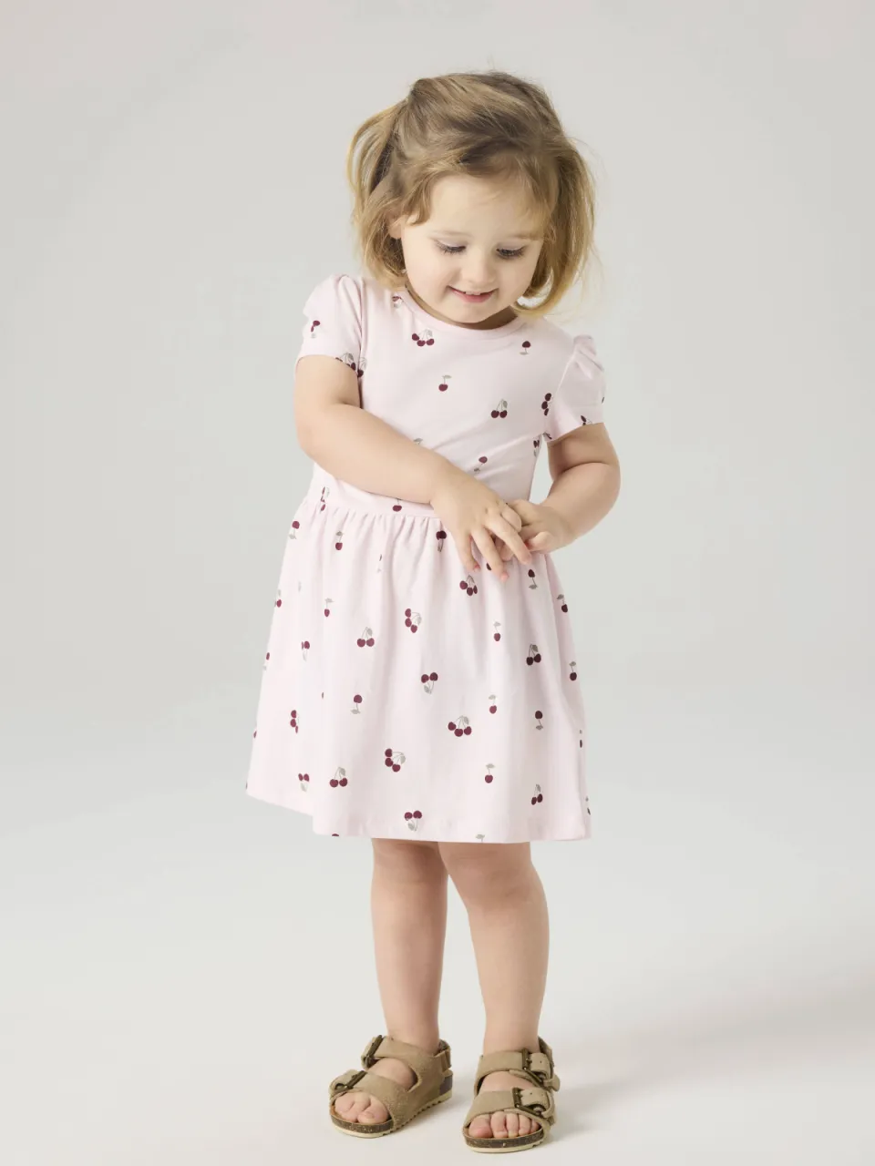 NAME IT MINI midi jurk lichtroze/felroze set van 2