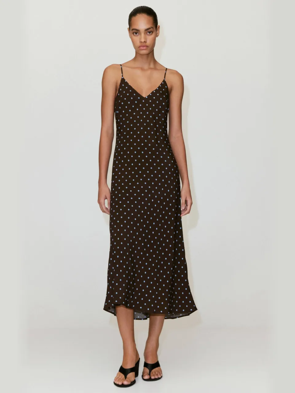 Mango midi jurk met stippen - bruin