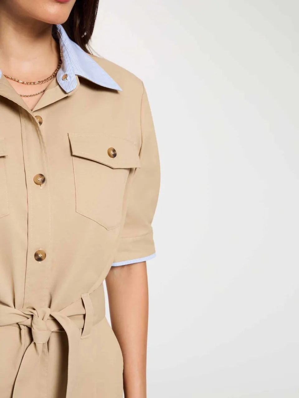Morgan blousejurk met ceintuur - beige, foto 3