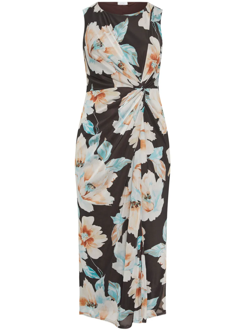Yours London Chocoladebruine Jurk Met Bloemenprint Size Petite > 40, foto 4