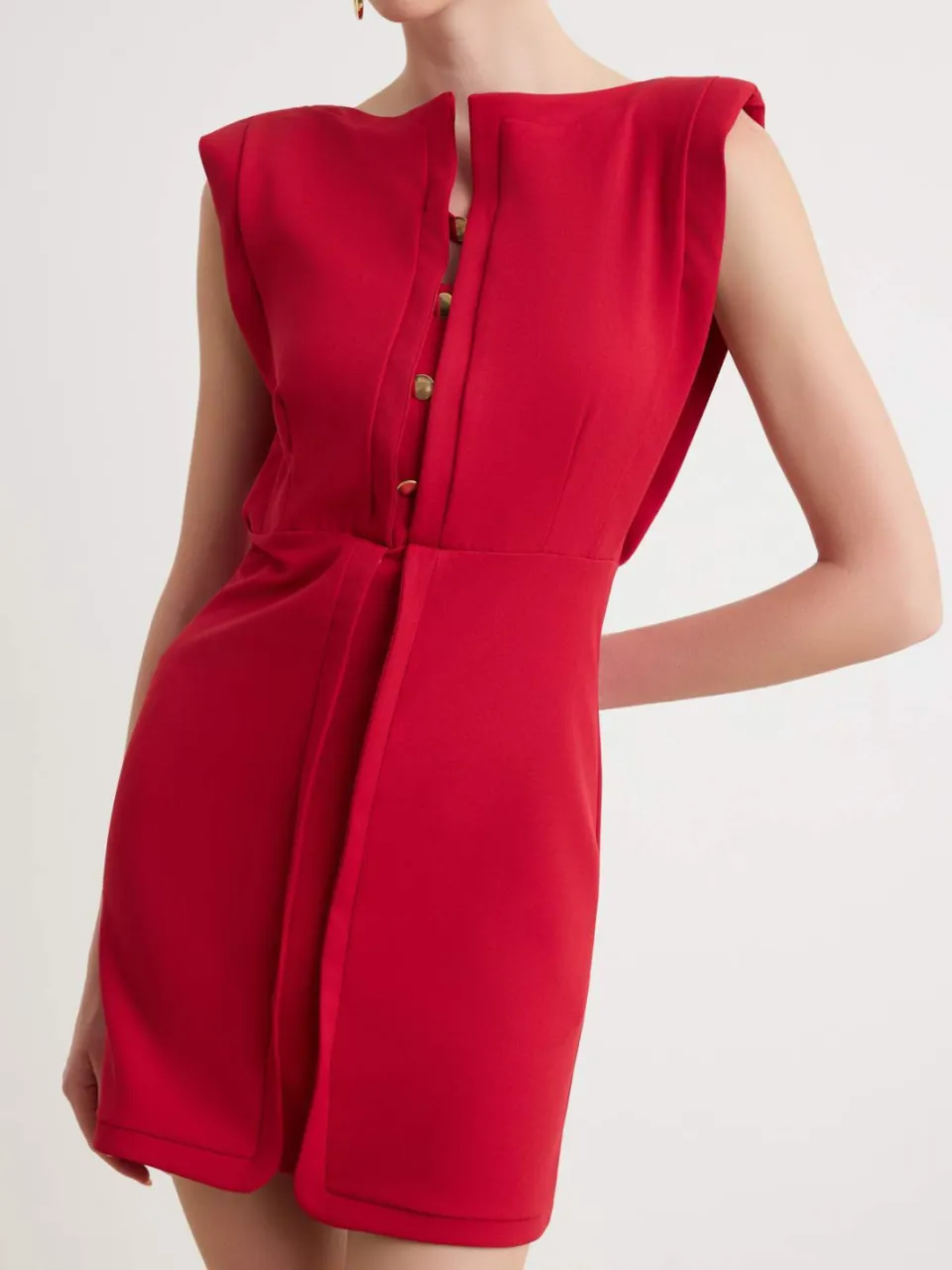 Trendyol TRENDYOLMİLLA Dames Rood Effen Kort / Mini Mouwloos A-lijn Jurken, foto 2