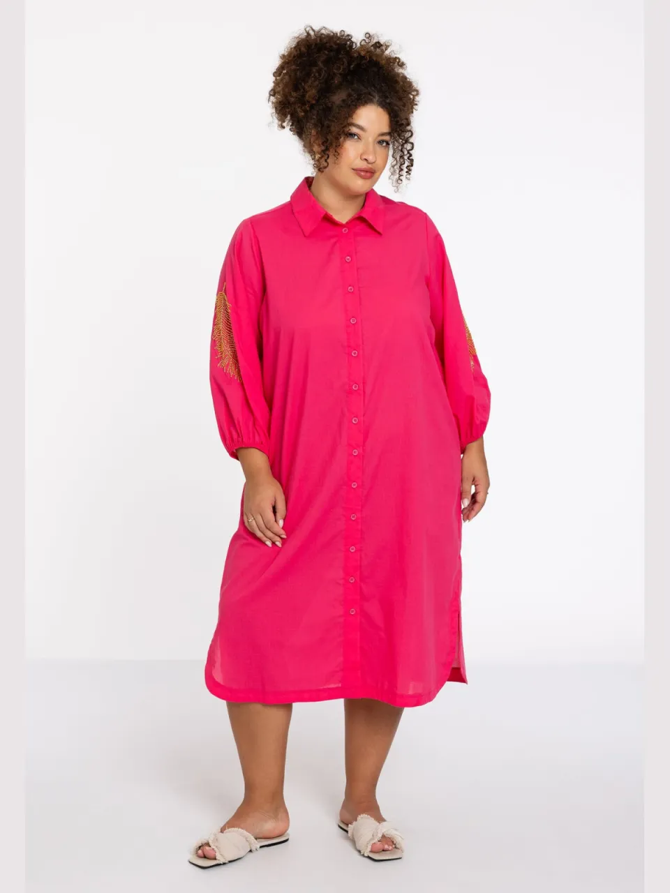 Yoek SOFT geborduurde blousejurk roze, foto 2