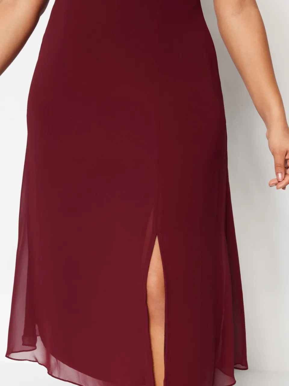 Trendyol Curve Dames Bordeaux Effen Midi Kort Casual A-lijn Grote maten Jurk, foto 2